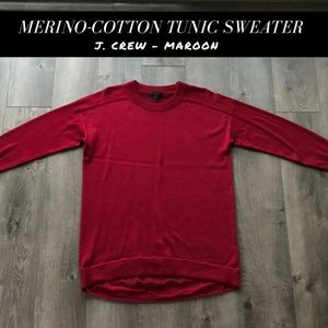 J. Crew | Merino-cotton tunic sweater | MAROON